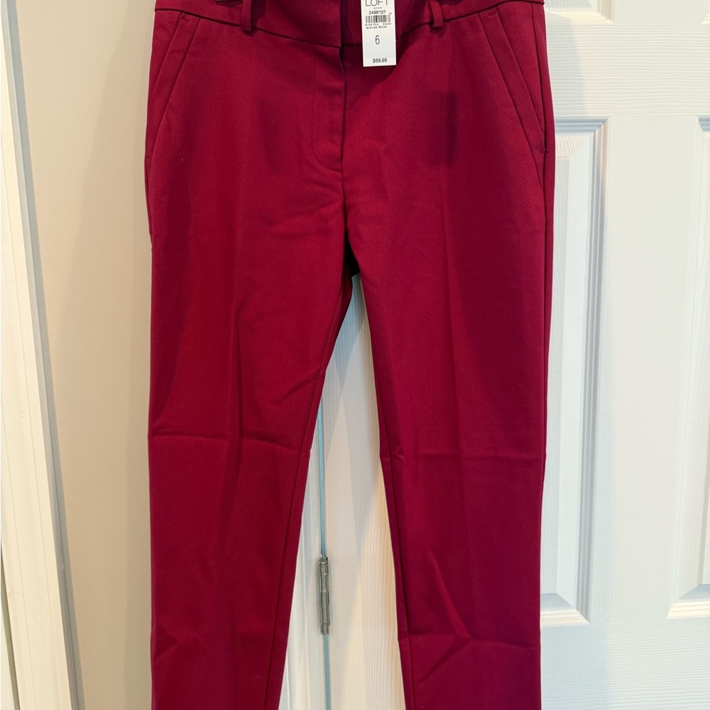 LOFT Women's Burgundy Trousers - modern skinny ankle